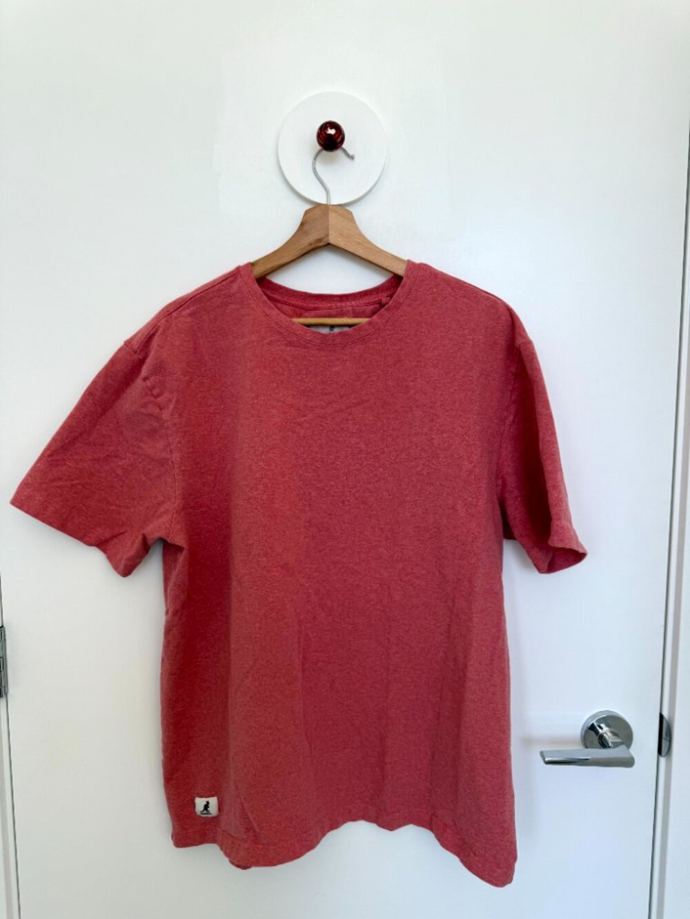 Kangol Heathered Coral Red Short Sleeve T-Shirt Embroidered Logo Men's XL / TG